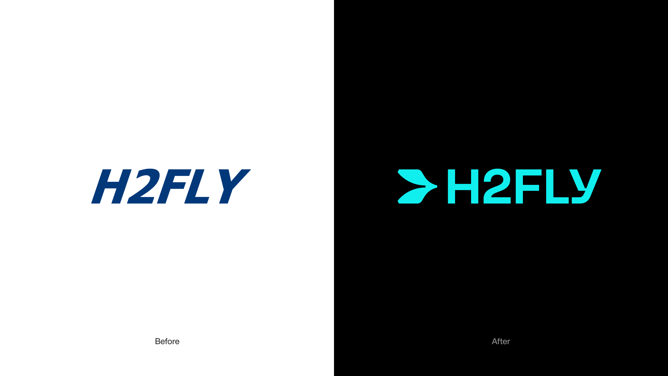H2FLY Before and After logos