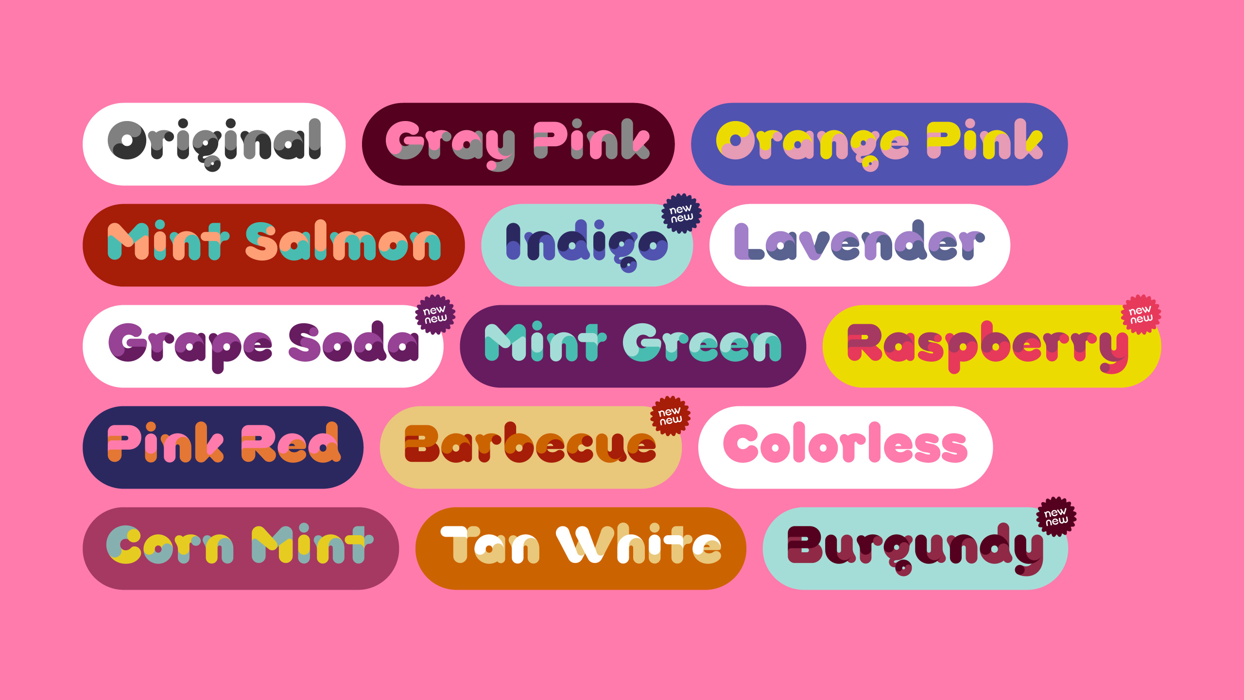 Color palettes for Hamster font
