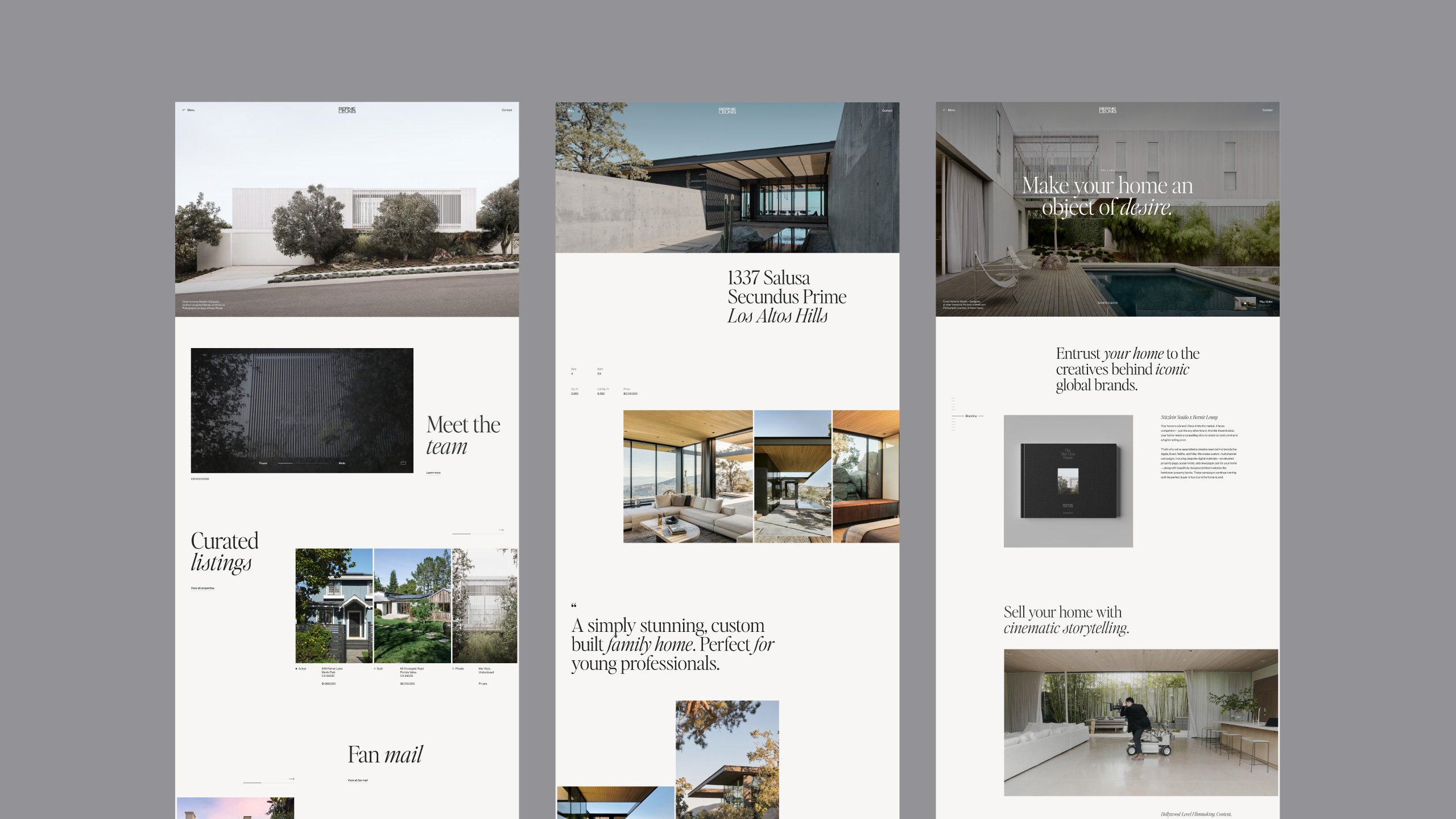 Web design sample for Bay Area real estate agent Bernie Leung