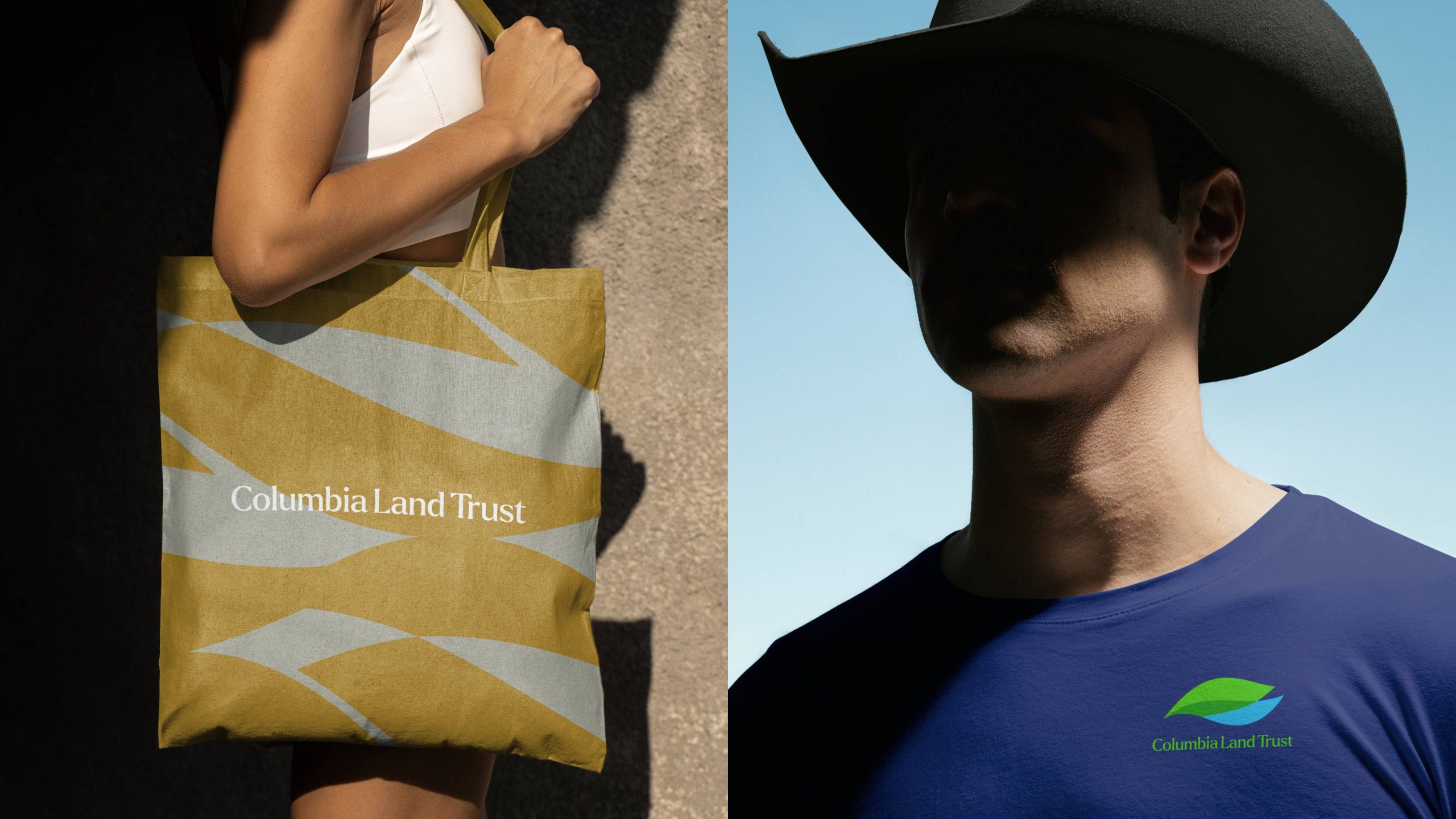 Apparel design samples for the Columbia Land Trust identity