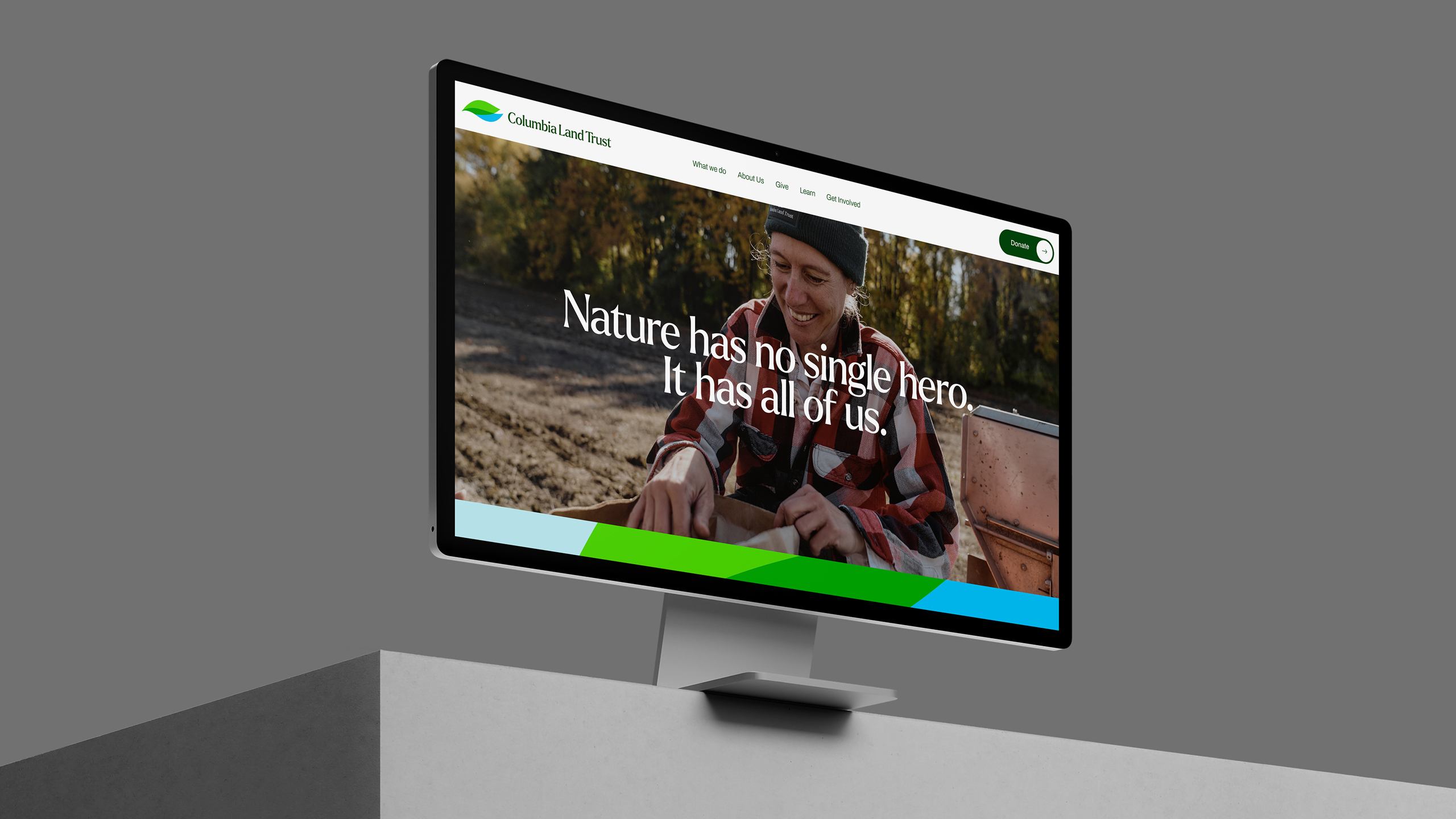 Home page design sample for the Columbia Land Trust identity