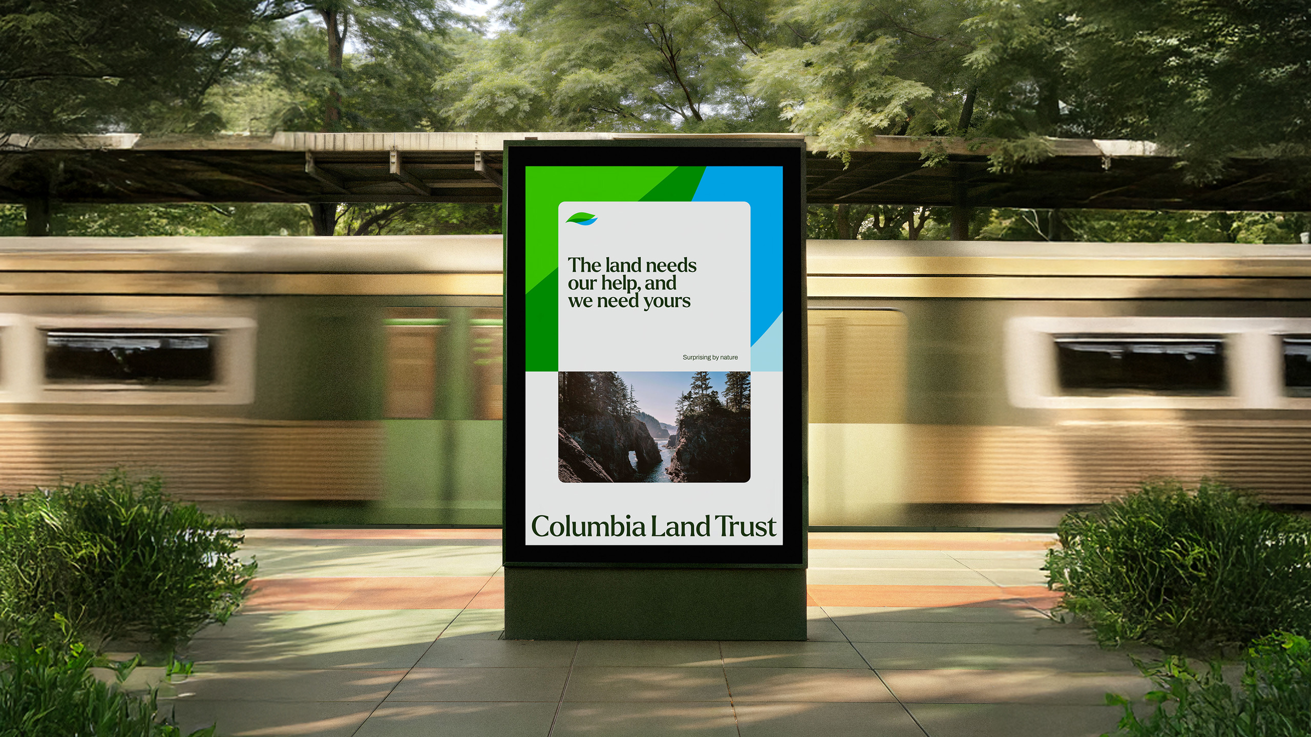 Digital outdoor ad for Columbia Land Trust
