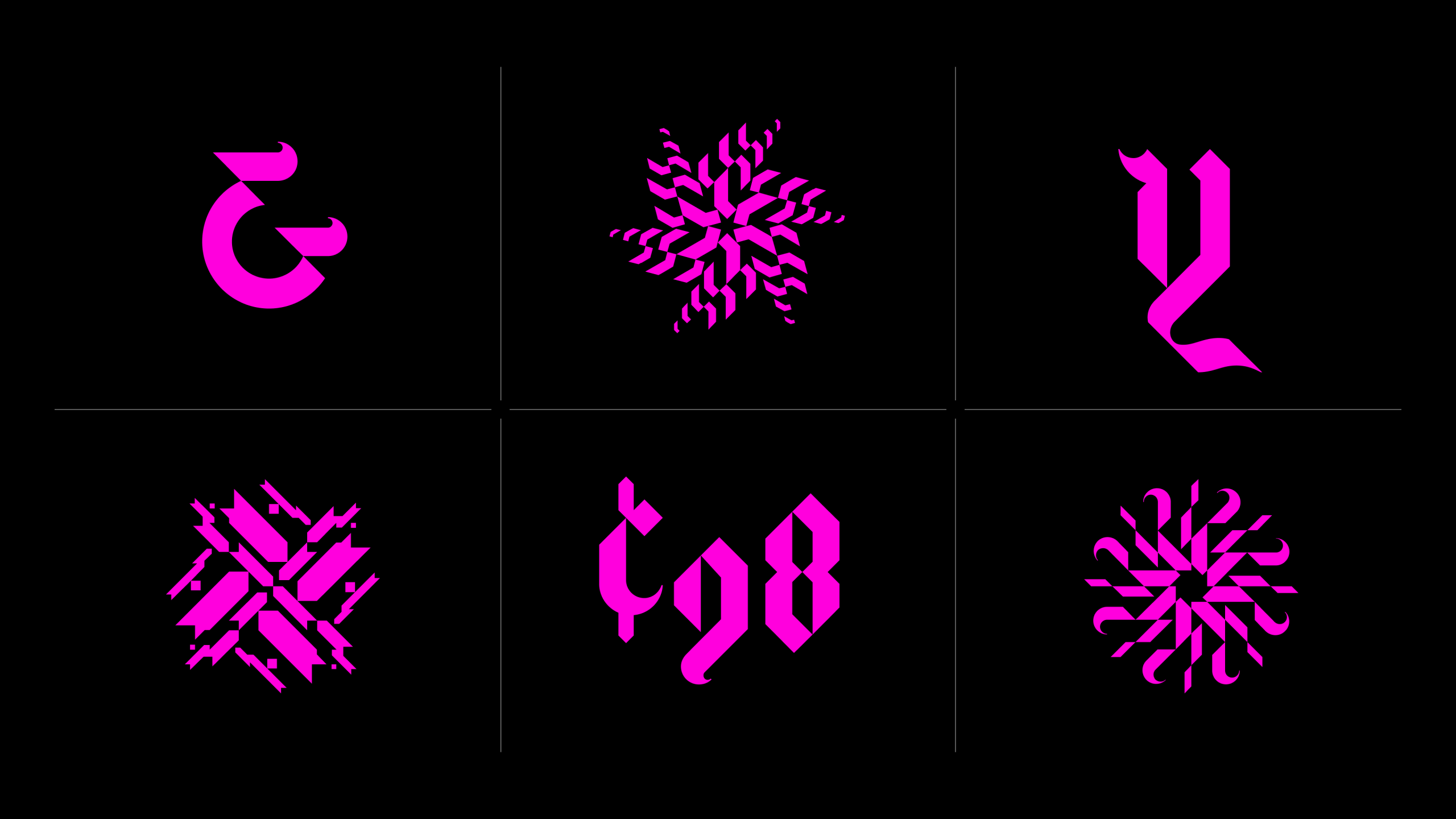 Sample characters for Blacklein font